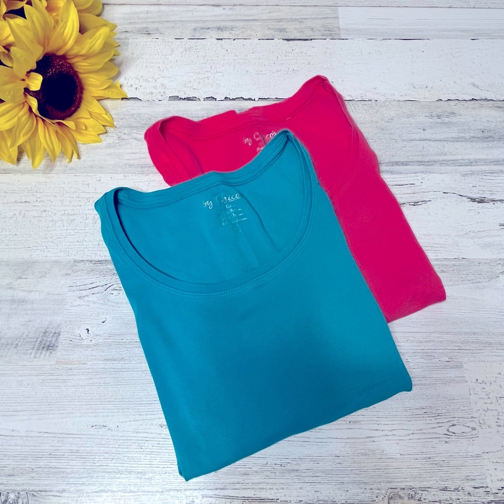 Chico’s 100% Cotton Tank Tops - Teal and Hot Pink (set of 2)